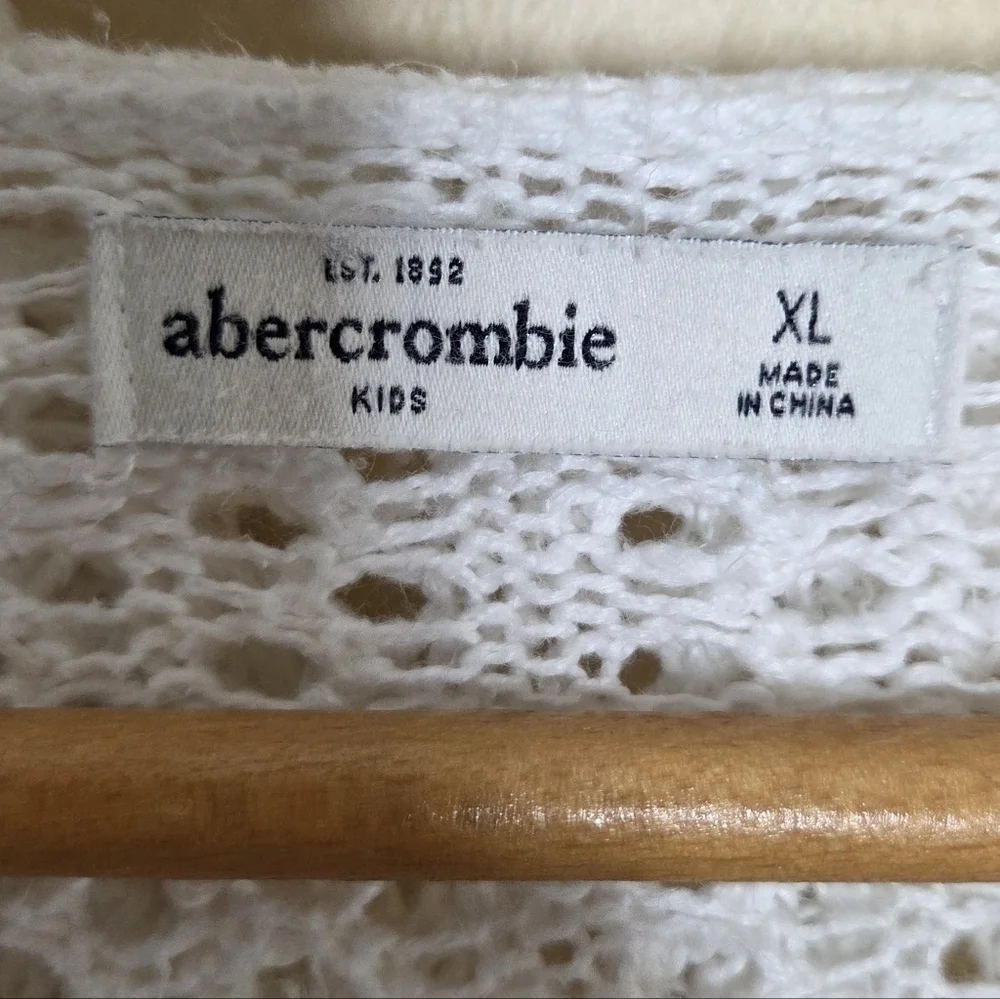Abercrombie Kids | White Open Knit Hooded Cardigan Fisherman Core Kids Size XL